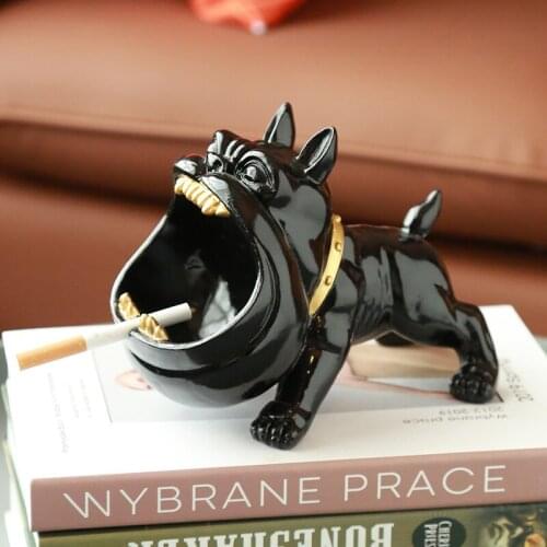 Creative Resin Bulldog Ashtray Multifunctional Storage Box Cute Animal Ashtray Large Capacity Windproof Room Decor Birthday Gift