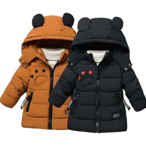 Little kids winter warm cotton coat Baby boys girls thickening hooded cute windbreaker for toddler cartoon outfit infant jacket