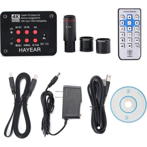 Real 4K Microscope Camera 0.5X CCD C-Mount Adapter USB HDMI-Compatible Digital Microscope for PCB CPU Phone Repair Soldering