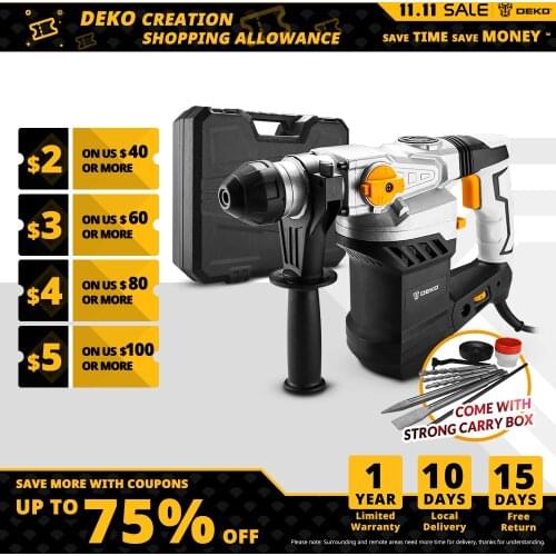 DEKO DKRH32LD1 2000W 220V Multifunctional Rotary Hammer with BMC and 6pcs Accessories Electric Demolition Hammer Impact Drill