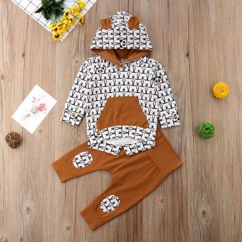 Fashion Baby Set 0-24M Newborn Kid Baby Boy Girl Clothes Hoodies Tops Coat Sweatshirt Long Pants Outfit