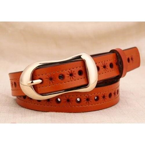 Fashion leather belt New Arrival Buckle Thin Section Belt Womens Genuine Leather Strap Female Cummerbund