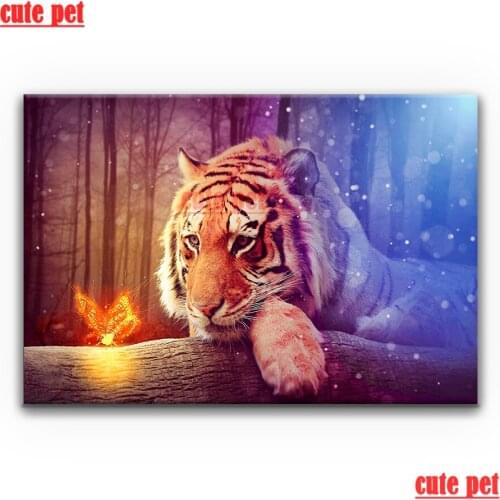 Scute pet Diy diamond painting Tigers Butterflie full Square round drill cross stitch 5d Diamond Embroidery mosaic home decor