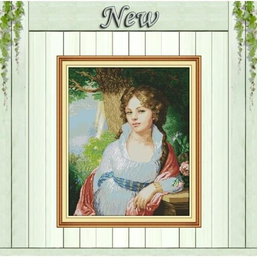 Girl Painting beauty diy decor painting counted print on canvas DMC 11CT 14CT kit Chinese Cross Stitch embroidery needlework Set
