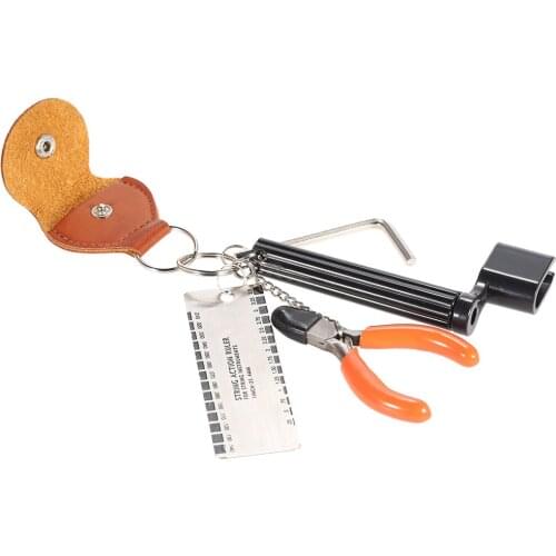 5-in-1 Guitar Accessories Kit Tool Set Setup String Winder Bridge Pin Peg Puller String Action Ruler String Cutter Pick Case