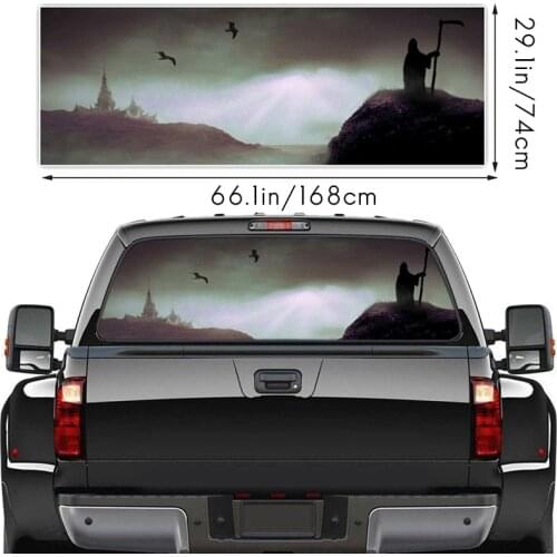 Grim Reaper Darkness for Truck Suv Pickup 3D Rear Windshield Sticker Decor Rear Window Glass Poster 66.1 x 29.1Inch