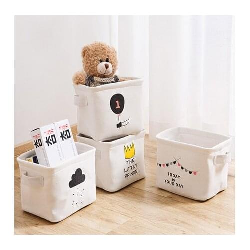 Desktop Foldable Storage Basket Canvas Fabric Waterproof Organizer Sundries For Cosmetic Baskets
