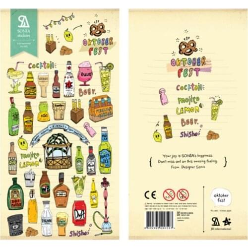 Creative Cartoon Oktoberfest Beer Drink Stickers Diary Decoration PVC Stationery Stickers DIY Scrapbook Album Label Stickers