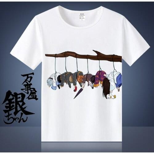 New Summer Men T-shirt Gintama Cosplay Sakata Gintoki Funny Cool Cartoon Tshirt Casual Short Sleeve Tees