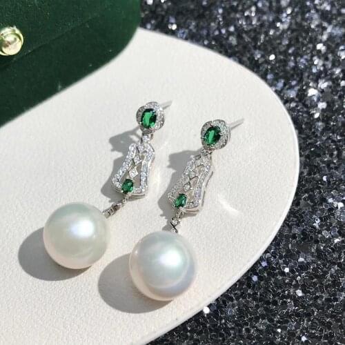 New Party 925 Sterling Silver Earrings Findings Settings Base Mountings Parts for Pearls Agate Crystal Stones Jade 5pairs/lot