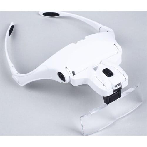 Portable Wearing Magnifying Eyeglass Lens Visor Head Loupe Jeweler Headband LED Light Reading Magnifier