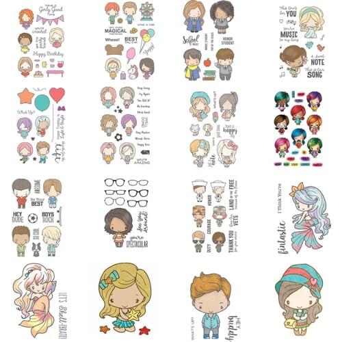 Clear Stamps And Cutting Dies Happy Birthday Boys Girls Cute Cartoon Character For DIY Scrapbook Photo Album Craft Card 2021New