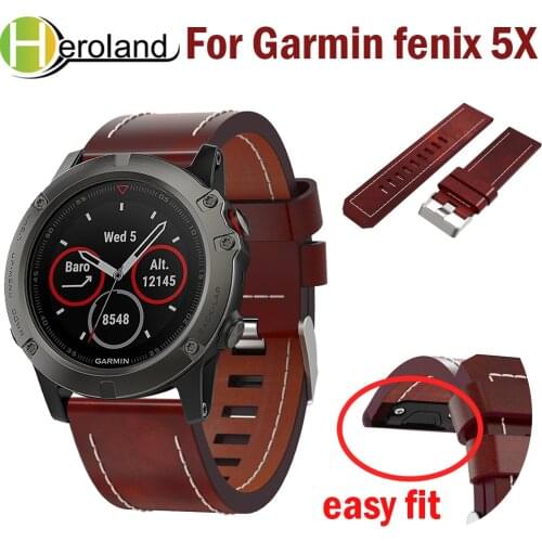 Watch Strap For Garmin Fenix 5X/5X Plus 26mm easy fit Replacement Wrist Band Outdoor Sport Leather watchband For Garmin Fenix 5x