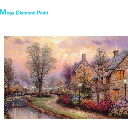 Rural Scenery Diamond Painting Oil House Scenic Round Full Drill Nouveaute DIY Mosaic Embroidery 5D Cross Stitch Home Decor Gift