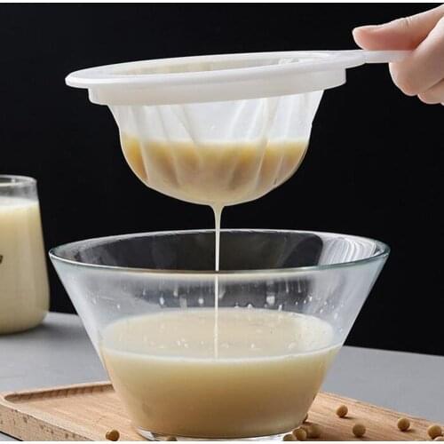 100/200/400 Mesh Nylon Super Fine Colander Sieve Strainer Colander with Handle for Juice Soymilk Coffee Filter Reusable