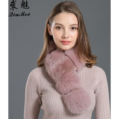 New Design Women Scarf Fox Fur With Rabbit Patchwork Real Fur Collar Lined 2020 Fashion Genuine Fur Warm Ladies Winter Scarves
