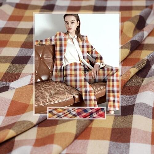 Pearlsilk Plaid Yarn Dyed Wollen Wool Fabrics 100%Wool Materials Autumn Women Dress Jacket Sewing Cloth Tailor Freeshipping