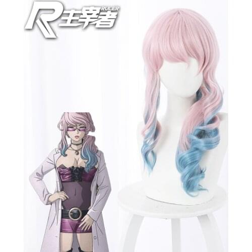 Japan Anime Akudama Drive Doctor Cosplay Synthetic Wig Mixed Color Gradient Curly Long Hair Wigs Women Girls Comic Con Prop Gift