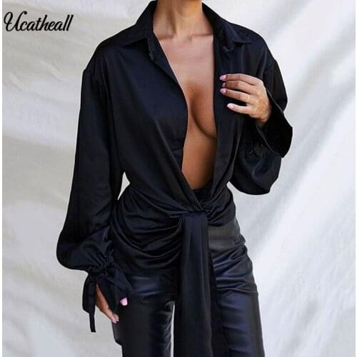Женские атласные рубашки Ucatheall China At AliExpress