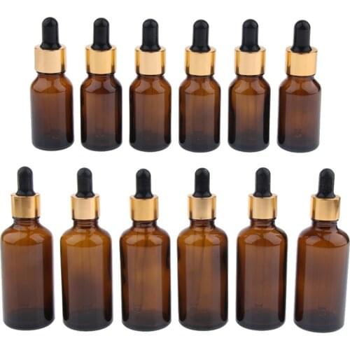 Pack Of 12pcs, Portable Empty Glass Dropper Bottles For Essential Oils, Colognes & Perfumes With Eye Droppers