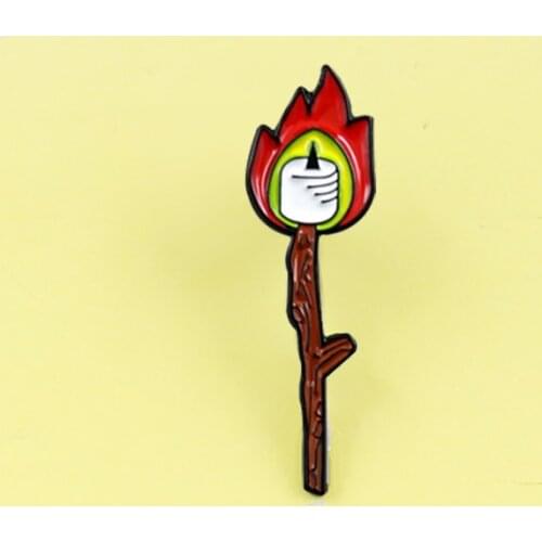 Match Candle shape Red flame Brooch Cartoon Enamel Pins Candle Brooch For Women jewelry Halloween pins Accessories gift Brosche