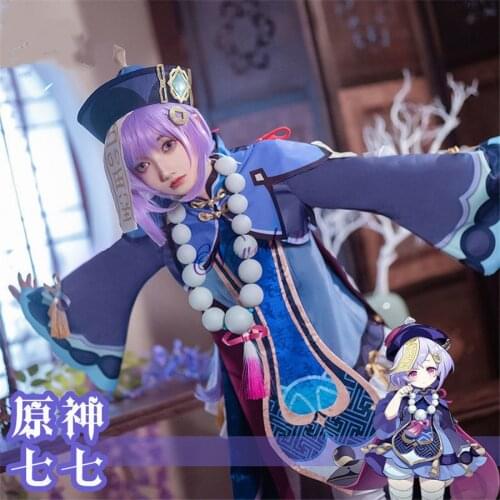 Genshin Impact Qiqi Cosplay Costume Anime Game Zombie Girl Dress Outfit Women Halloween Party Christmas Costume