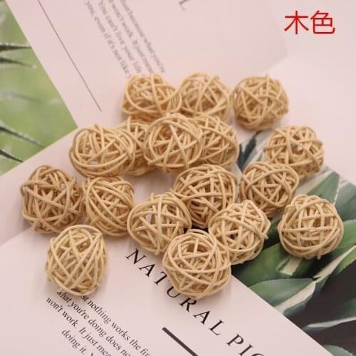 1PCS/3cm Wood Color Christmas Rattan Ball Decorative Stakes & Wind Spinners Yard Planter ColorfulStakes Indoor and Outdoor Decor
