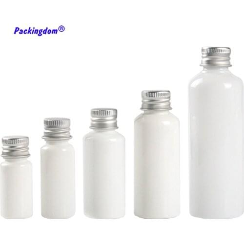 20pcs 10ml 20ml 30ml 50ml 100ml Empty Aluminum Cap Plastic White Bottles Lotion Cosmetic Packaging Containers Travel Bottle Tube