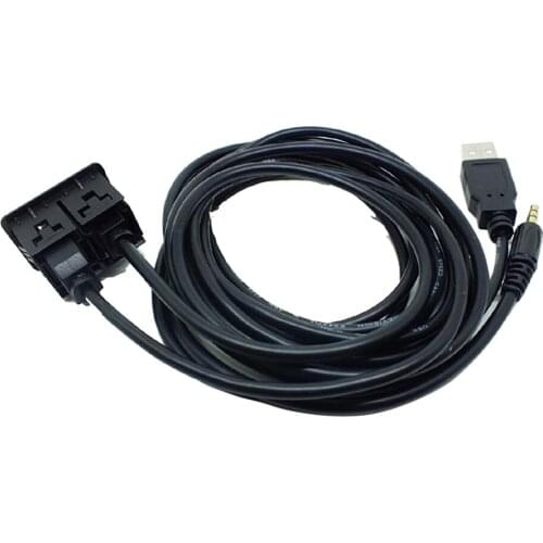 3.5mm USB Port AUX Audio Socket Car Auto Dashboard Mount Extension Cable