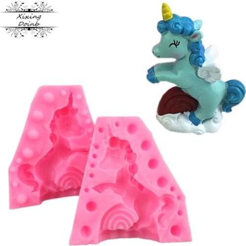 3D Unicorn cartoon silicone mold DIY cake decoration tool fudge chocolate mold resin clay soap mold