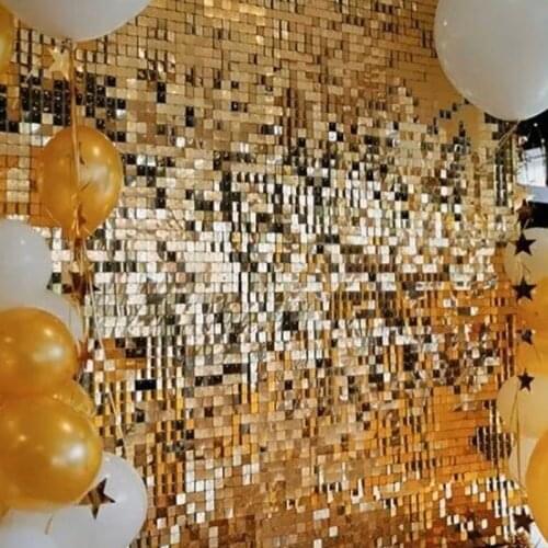 8ft/2.4m 3D Wall Stickers crystal pneumatic sequins mirror Golden wall cloth paint birthday Wedding party background wall decor