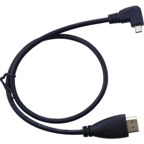 50CM 90 Degree Angle Micro HDMI-compatible Male To HDMI-compatible Male Cable (Left Angle)