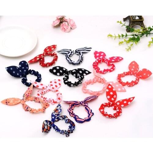 6 pcs/lot Rabbit Ears Drawstring Korean Headdress New Ties Hair Band Headband Rubber Band