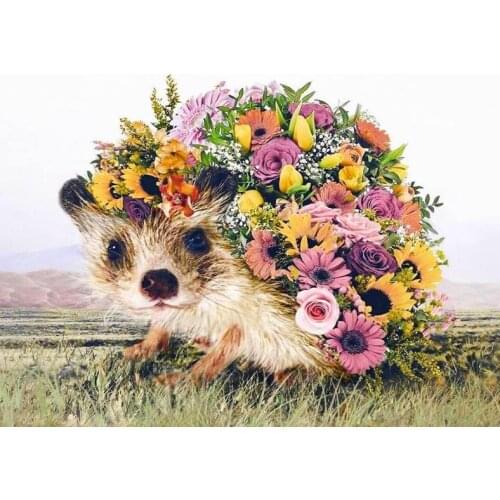 JMINE Div 5D Hedgehog flower Full Diamond Painting cross stitch kits art High Quality Animal 3D paint by diamonds