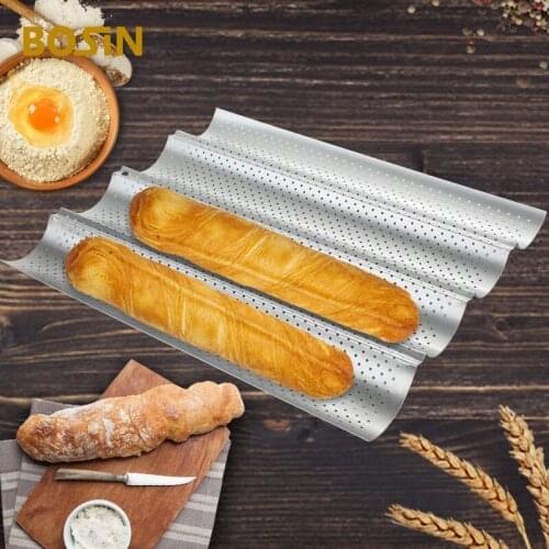 Nonstick Perforated Wave French Bread Pan Loaf Baking Mold Toast Cooking Molding Toaster Cloche Carbon Steel Tray For Baguette