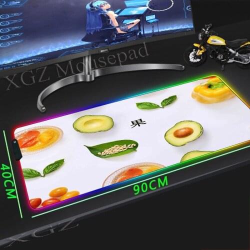 XGZ Anime Delicious Avocado Pictures Custom Large Computer Desk Mat Black Lock Edge RGB Mouse Pad Speed Rubber Non-slip