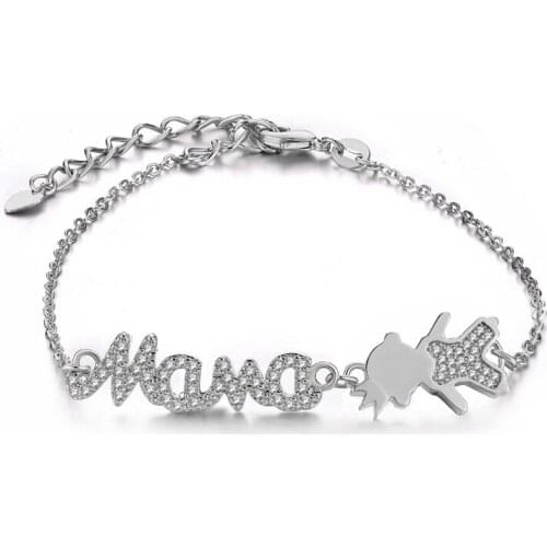 Mother Bracelets Handmade copper zircon Kids boys girls Pendant mama Charms bracelets For Women Mothers' Day Jewelry