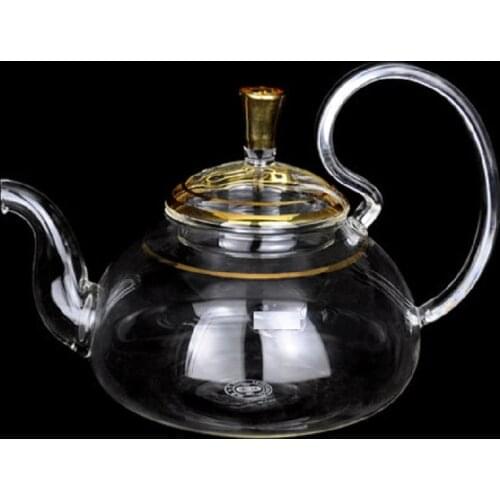 Lead-free glass, kung fu tea pot 580ML 22K real gold filter tea set, heat resistant and heat resistant tea set