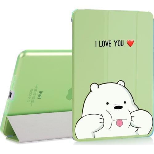 Cartoon Cute Bear Magnet Flip Cover For Apple iPad 2018 9.7" Case For iPad Mini 1 2 3 4 PU Leather Tablet Folding Folio Case