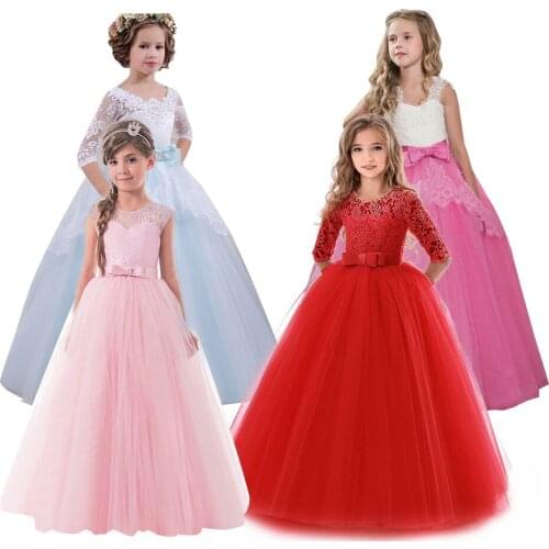 2018 New Brand Flower Girls Dress Teenager Princess Wedding Party Kids Dresses for Girls Children Clothing 10 11 12 13 14 years