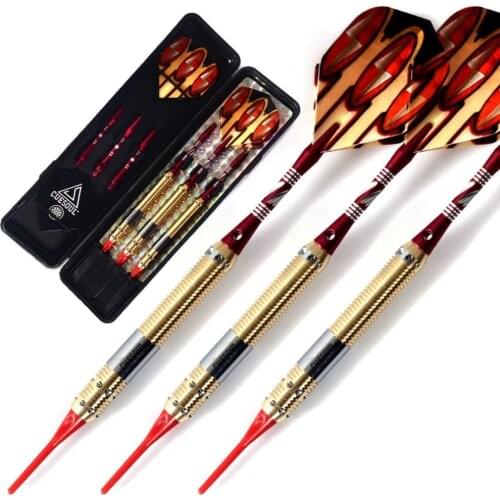 Cuesoul 3pcs Colorful Soft Tip Darts Set with Golden 16 Grams Barrels, Red Aluminium Dart Shafts for Dardos Electronico