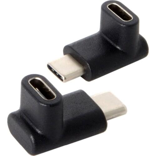 Reversible USB 3.1 Type-C Male to Female Extension Adapter 90 Degree Up or Down Angled for Laptop & Phone