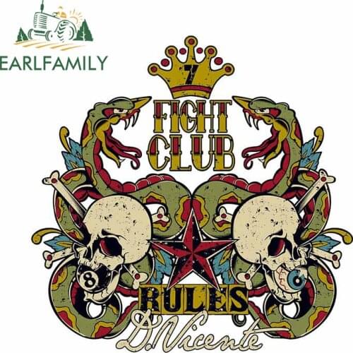 EARLFAMILY 13cm x 12.9cm for FIGHT CLUB Vinyl Car Stickers Arcade Waterproof Scratch-proof Window Camper Trunk Decal for Vehicle