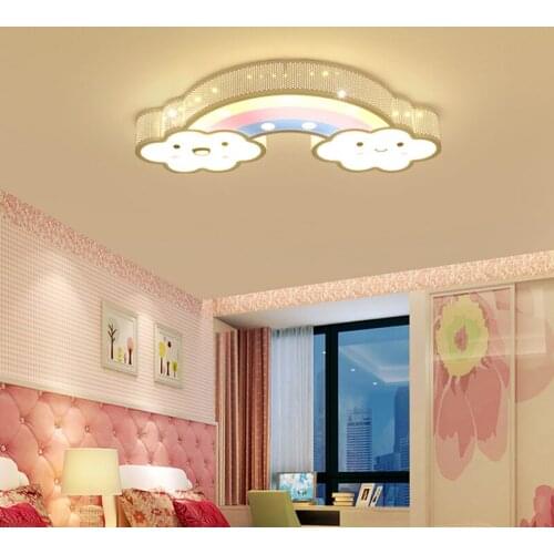 Creative children baby kids bedroom night lighting iron art cute smile cloud rainbow LED ceiling lamp lamps WF1207225