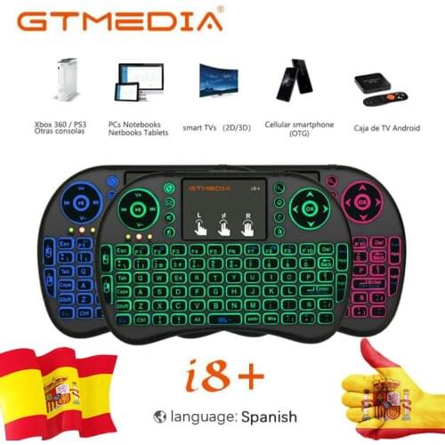 Mini Backlit Keyboard Wireless Keyboard GTmedia I8+ 2.4Ghz Air Mouse English Spanish Remote Control for Android TV BOX GTC G5 G2