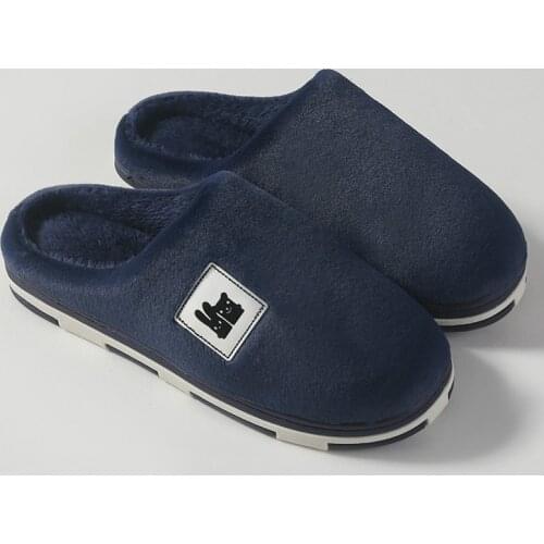 Mens Winter Home Warm Slipper Male Cotton Non-slip Antiskid Slippers Simple Plush Comfortable Shoes Indoor Furry Mens Shoes