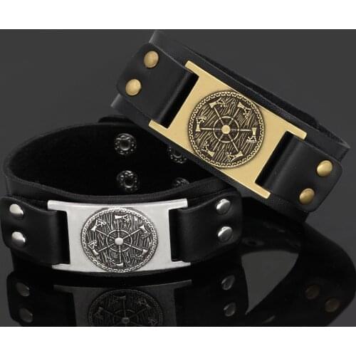 Men viking axe Shield amulet bracelet jewlery -fit 20CM - 25CM