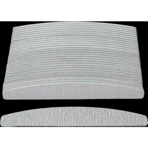 100pcs/lot Gray Nail File 100/180 Half Moon Grey Curved Nail Buffer Blocks Gel Polish Manicure Tools For Nail Care Suppliers