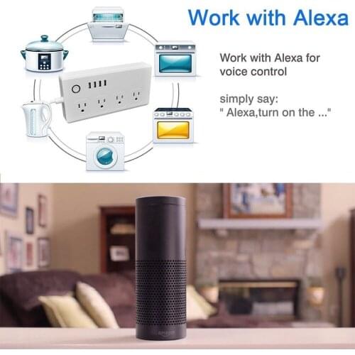 Wifi Plug Smart Power Strip Multi Plug Power Socket Plug Outlet Work With Alexa For Voice Controls Smart 10A Living Room US Plug