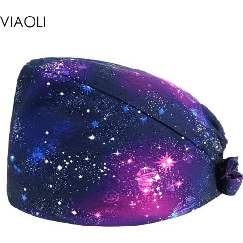 Adjustable Starry Printing Scrubs Caps Lab Dust-proof Hat Health Service Scrubs Women hats Nutritionist Beauty Salon Working Cap